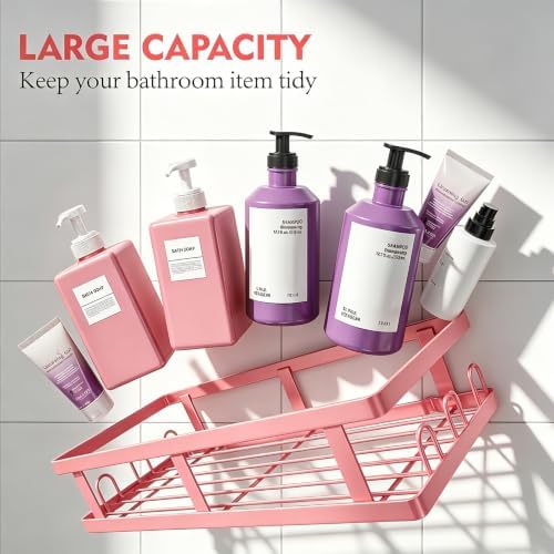 Youvip Pink Shower Caddy 6 Pack, Adhesive Shower Shelves - Image 3