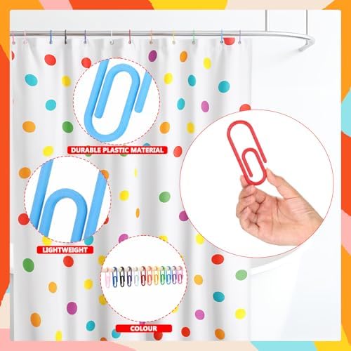 CroBlissful Rainbow Color 12 Pcs Jumbo Paper Clips Shower Curtain Hooks Rings - Image 5