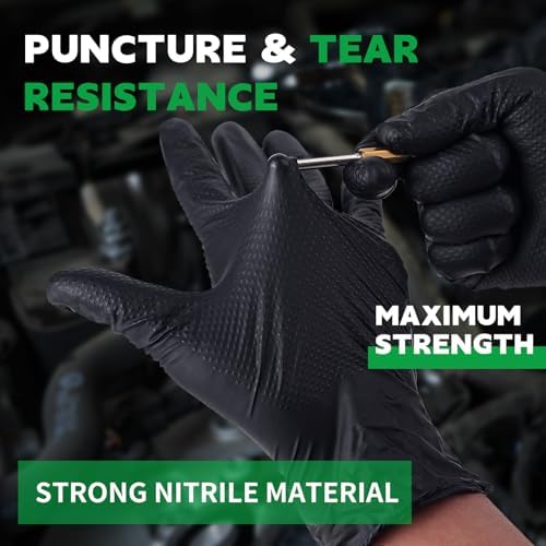 FINITEX Disposable Nitrile Diamond Texture Black 8mil Mechanic Gloves - Image 4