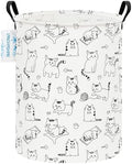Round Laundry Basket Collapsible Storage Hamper Organizer Cat by LANGYASHAN