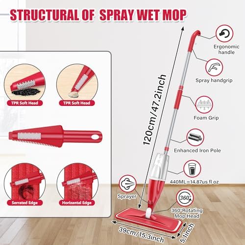 Spray Mops for Floor Cleaning: Microfiber Wet Dust Mop Hardwood Floor Mop - Image 2