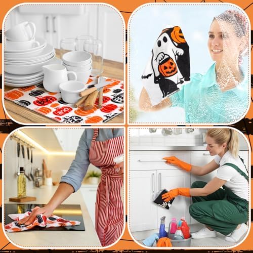 Mindsoft 36 Pcs Halloween Reusable Paper Towels Rolls Washable Bulk Halloween - Image 4