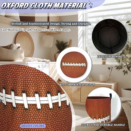 Funny Football Laundry Basket Oxford Cloth Foldable Hamper 18.9x16.5 Inch - Image 6