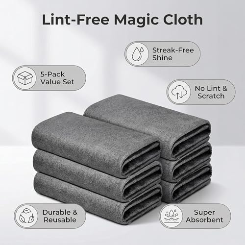5 Pack Microfiber Cleaning Cloths — Lightweight, Lint-Free & Streak-Free Towels - Image 5
