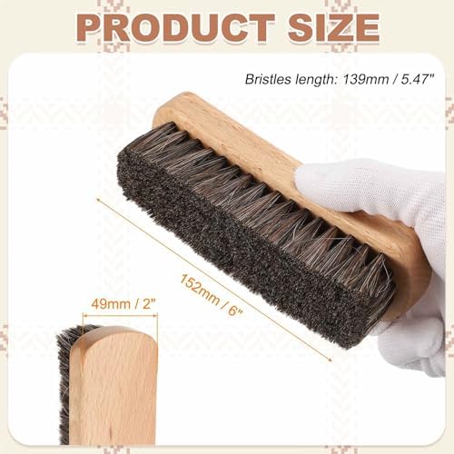 HARFINGTON Shoe Cleaning Brush 6"x2" Beech Wood Horsehair Boot Polish Brushes - Image 2