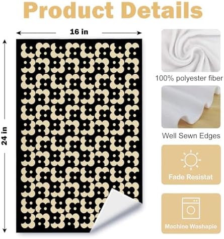 Beige and Black Moroccan Kitchen Towels, Boho Abstract Dish Tea Towels - Image 6