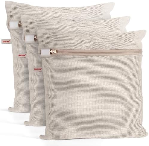 MADIKA 100% Pure Cotton Mesh Laundry Bags Large, Premium Soft, No Dye by madika