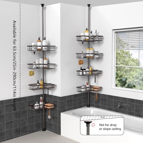 KEGII 4-Tier Corner Shower Caddy Tension Pole, Bathroom Shelf - Image 6