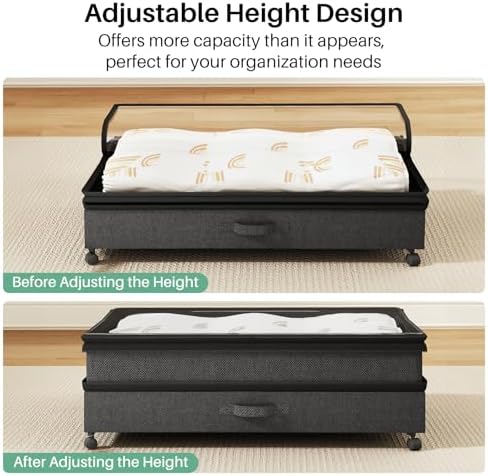 Kitstorack 4 Pack Height-adjustable Under Bed Storage - Image 6