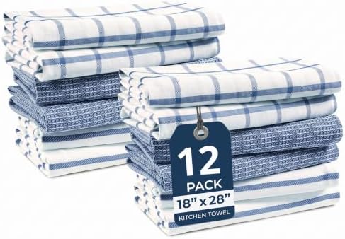 LANE LINEN Dish Towels Set of 12-18” x 28” Soft, Absorbent Cotton Kitchen Towels by LaneLinen