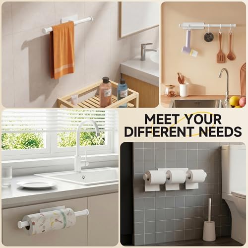 Paper Towel Holder Wall Mount, No Drill, SUS304 Steel, Space Saving - Image 5