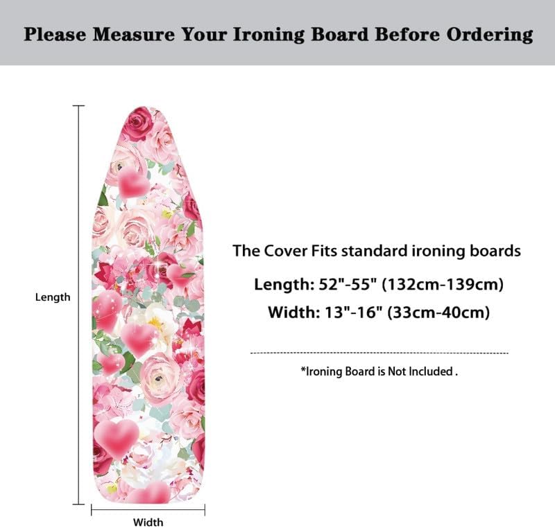 Pink Rose Flower Ironing Board Cover Watercolor Valentine's Day Roses 15x 54 - Image 6