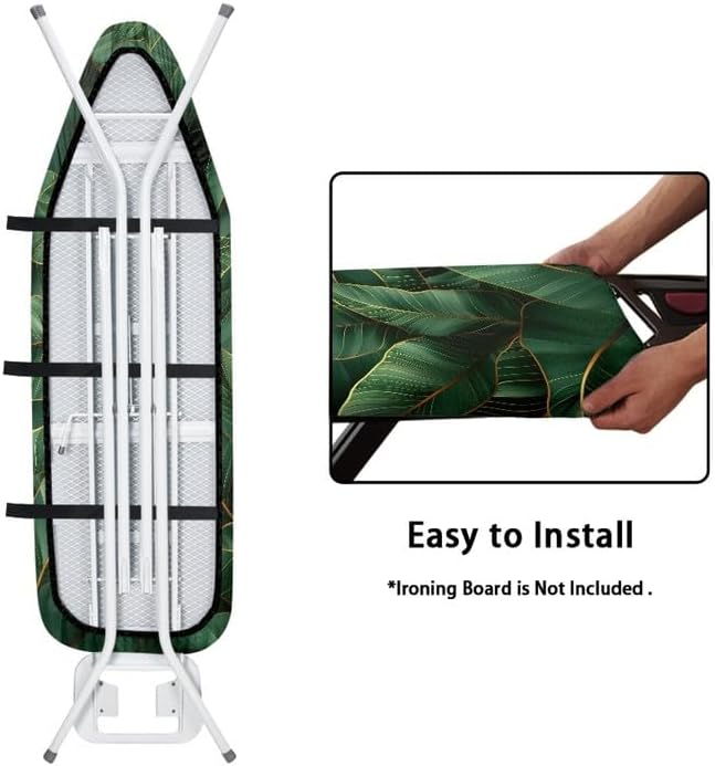 Green Banana Leaves Steam Ironing Board Cover Tropical Plant Leaves Stain - Image 4