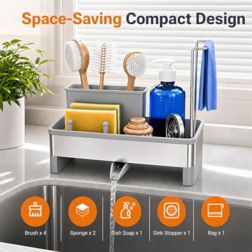 Laveshop Sponge Holder for Kitchen Sink, Rustproof Stainless Steel Sink Caddy - Image 2