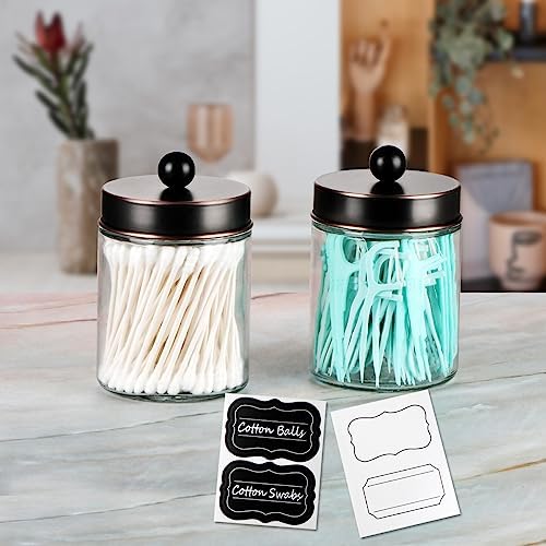 Amolliar Apothecary Jar Bathroom Storage Qtip Holder Glass, ORB 2Pack - Image 2