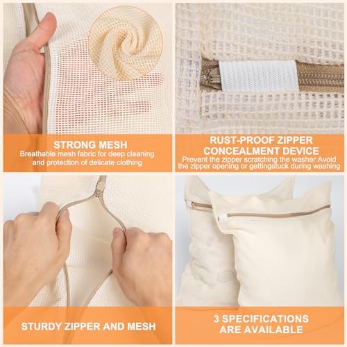 6-Piece Bag, Durable Cotton Mesh Laundry Bag, Sturdy Zipper, Breathable Mesh - Image 5