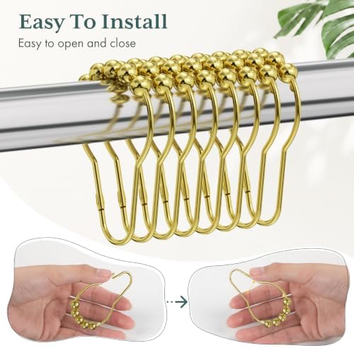 Bathway Shower Curtain Rings, Shower Curtain Hooks Gold Shower Rings Rust Proof - Image 6