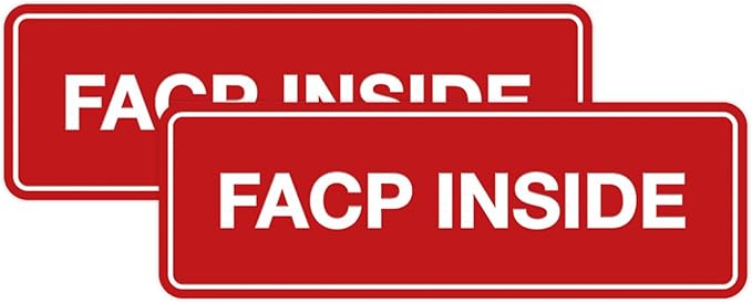Signs ByLITA Standard FACP Inside Sign | Fire Safety Signage (Red) - Medium 2 Pack