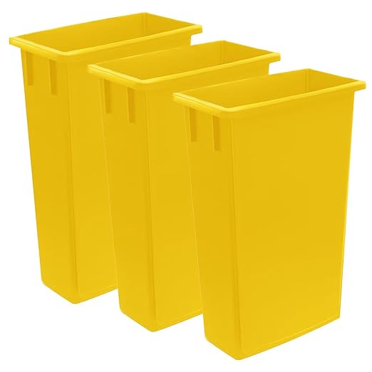 3 Pack 23 Gallon Waste Bin, Heavy-Duty Trash Can, Slim Rectangular Garbage Bin, Durable Waste Container, Recycling Bin, Plastic Wastebasket for Kitchen, Garage, Hotels, Restaurants, Office