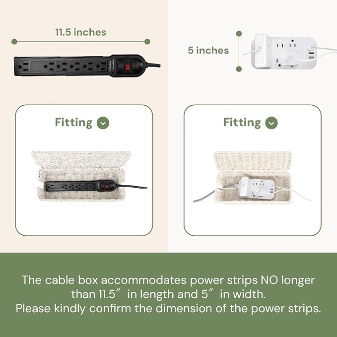 Cable Management Box, Handmade Rattan Cord Organizer - Image 4