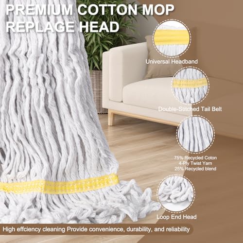 KeFanta 2 Pack Heavy Duty Mop Head Replacement, Commercial Industrial Heads | - Image 4