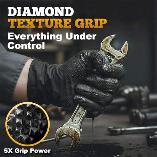 TitanFlex Heavy Duty Black Industrial Nitrile Gloves - Image 3