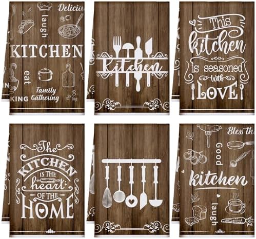 Bencailor 6 Pcs Brown Kitchen Towels Decorative Sets Dish Towels Absorbent Fast by Bencailor