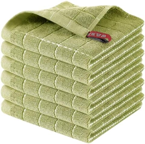 Homaxy 100% Cotton Terry Kitchen Dish Cloths, 6 Pack, Sage Green by Homaxy