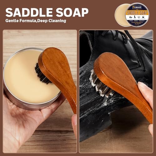 Nuroon Leather Boots Care Kit-3.52oz Saddle Soap+3.52oz Mink Oil - Image 2