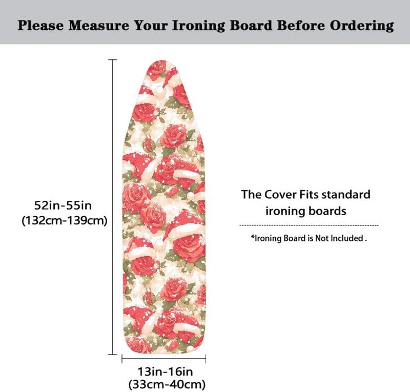 Christmas Rose Steam Ironing Board Cover, Creativity Santa Hat Flower Stain - Image 5