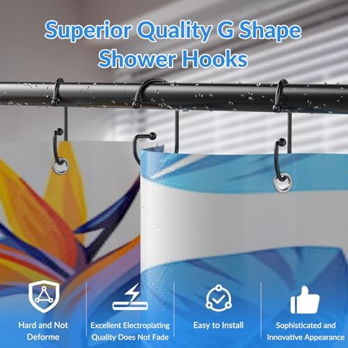 OEH Shower Curtain Hooks, Durable G Shape Black Shower Curtain Hooks Rust Proof - Image 5