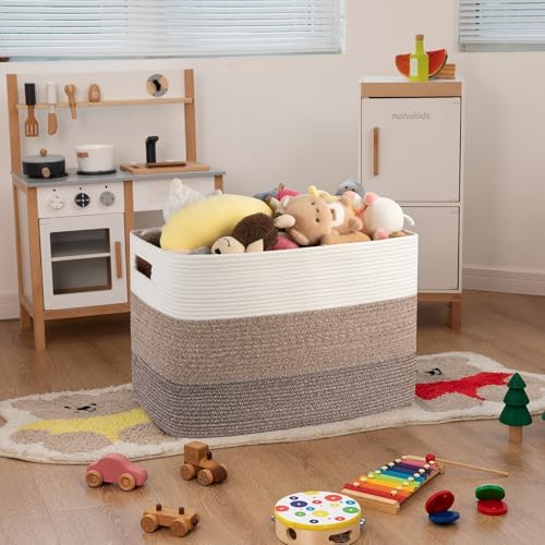 OIAHOMY 108L Extra Large Blanket Basket Dog Toy Basket radient Dark Brown - Image 5