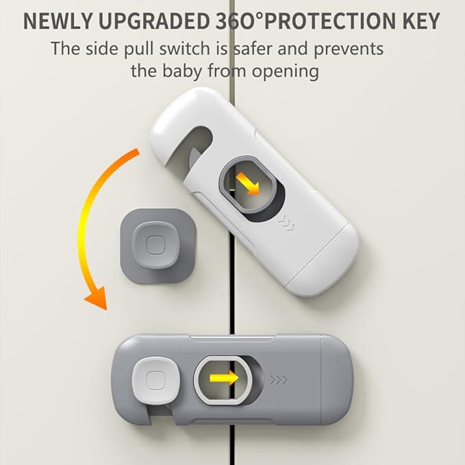 5Pack Child Proof Refrigerator Lock, Fridge Locks for Kids,with Adhesive,Child Safety Locks for Doors, RV Refrigerator, Oven Lock Child Safety Baby Cabinet Locks (Dark Gray, 5 Count (Pack of 1))