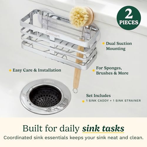 Cuisinart Sink Drain Strainer & Suction Cup Sponge Holder, 2-Piece Set - Image 2