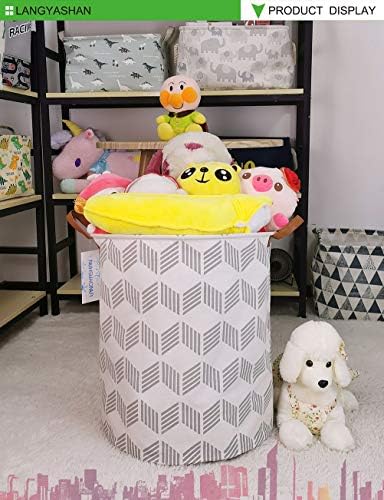 Round Laundry Basket Collapsible Storage Hamper Organizer Gery Wave - Image 3
