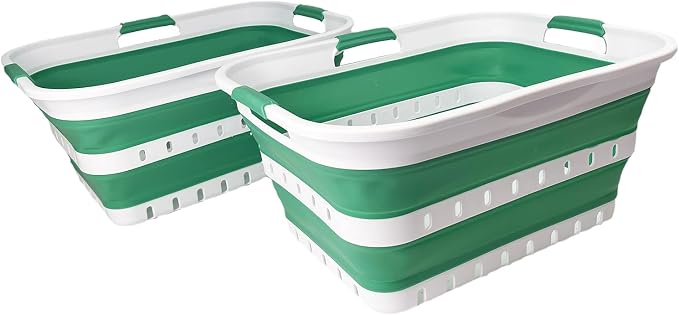 SAMMART 42 Collapsible Plastic Laundry Basket, Foldable Pop Up Storage by SAMMART