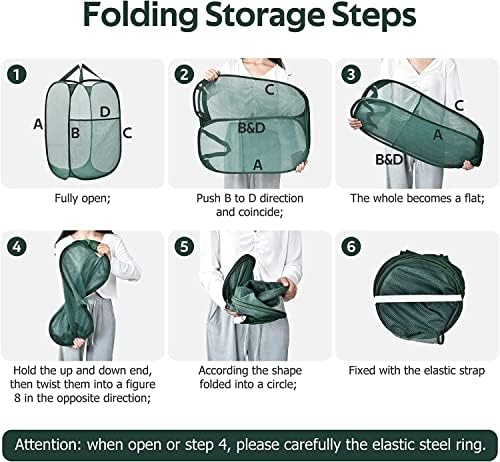 Collapsible Laundry Hamper Basket, Pop Up Mesh Foldable Bag - Image 7