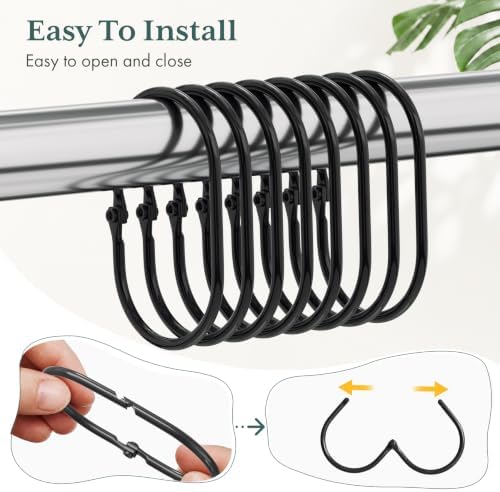 Bathway Shower Curtain Rings Black Shower Curtain Hooks, Shower Rings - Image 5