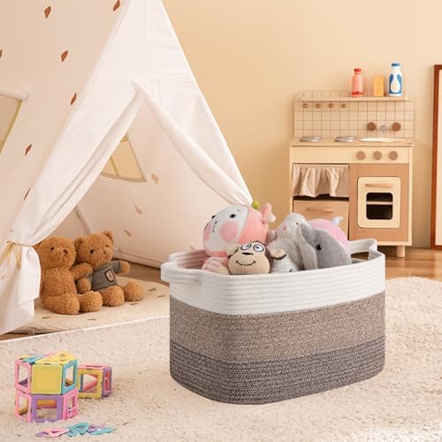 OIAHOMY 30L Storage Basket Large Blanket Basket Living Room Dark Brown - Image 2
