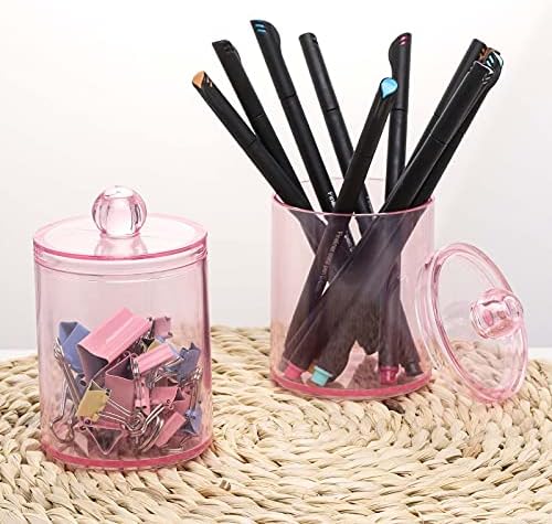 Tbestmax 3 Pack Cotton Swab Ball Pad Holder, 10 Oz Qtip Apothecary Jar Pink - Image 5
