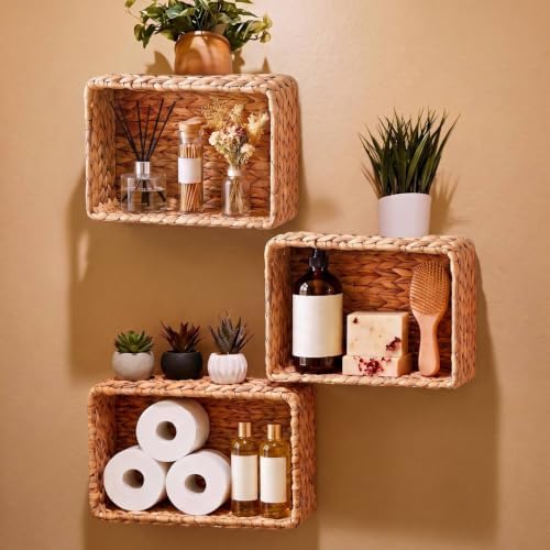 3 Pack Wicker Wall Basket for Bathroom, Rattan Hanging Paper Basket by Unknown