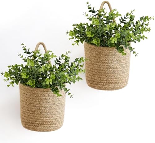 Dahey 2 Pack Woven Hanging Wall Basket 6.5"W×7"H by Dahey