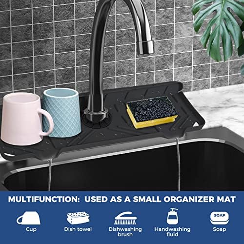 Silicone Faucet Handle Drip Catcher Tray Mat, Silicone Faucet Mat, Dish Soap - Image 3