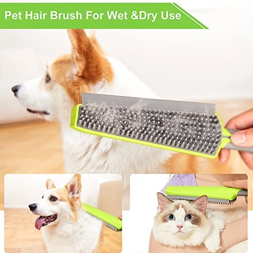 Rubber Broom with Squeegee for Carpet Pet Hair Remover, 57 inch Long Handled - Image 3
