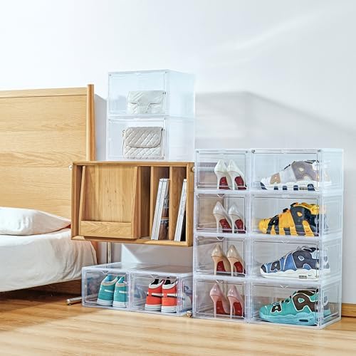 ZLLZUU Stackable Shoe Storage Boxes 9 Pack X-Large Clear Sneaker Organizer - Image 5