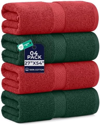 DAN RIVER 600 GSM Cotton Large Bath Towels Set of 4, 27 x 54 Inches by DanRiver