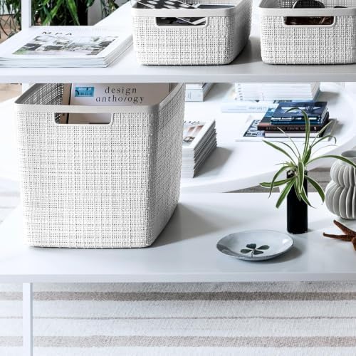 Curver Set of 4 Large Cube 17L Jute Decorative Plastic Organization and Storage - Image 5
