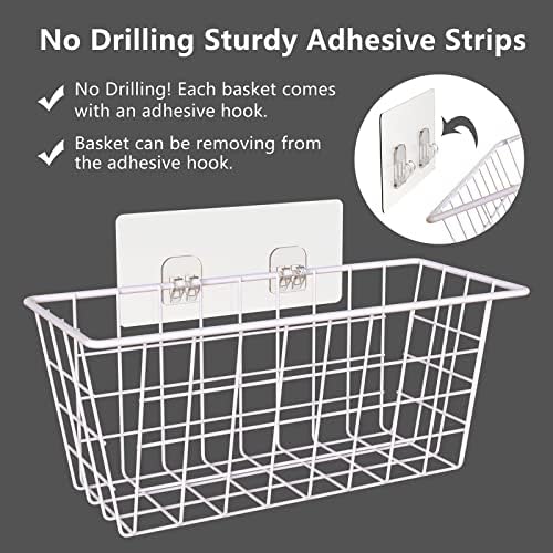 MaraFansie Wall Wire Baskets Adhesive Basket Hanging Kitchen Baskets No Drilling - Image 3