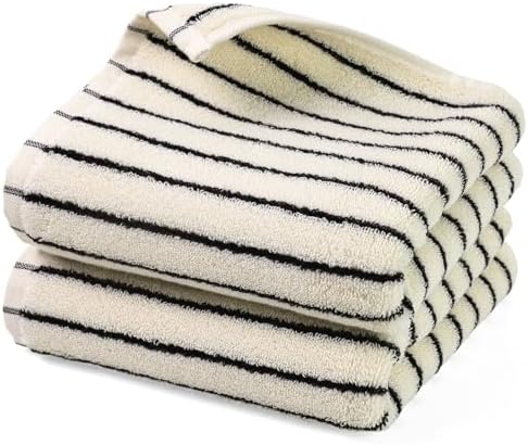 Black and White Striped Hand Towels by Jacquotha