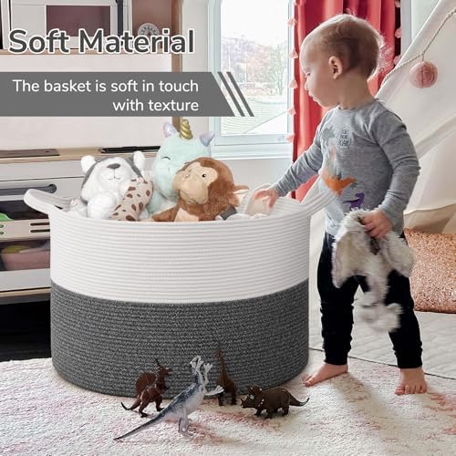 INDRESSME 115L Extra Large Woven Rope Blanket Basket Living Room - Image 6